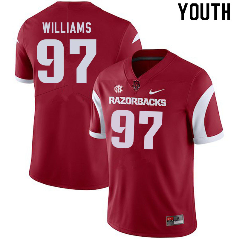 Youth #97 Jalen Williams Arkansas Razorbacks College Football Jerseys Sale-Cardinal